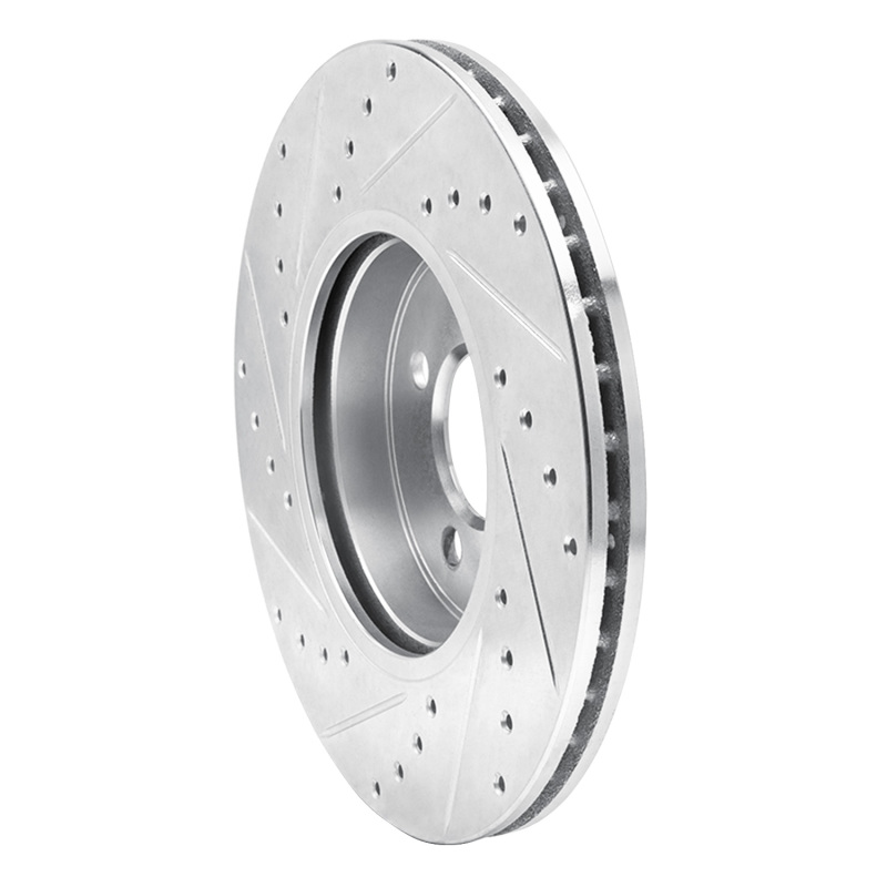 Mini Cooper Brake Rotor (1) - Front Right - R1 Concepts - Drilled & Slotted - Silver - `02-`06